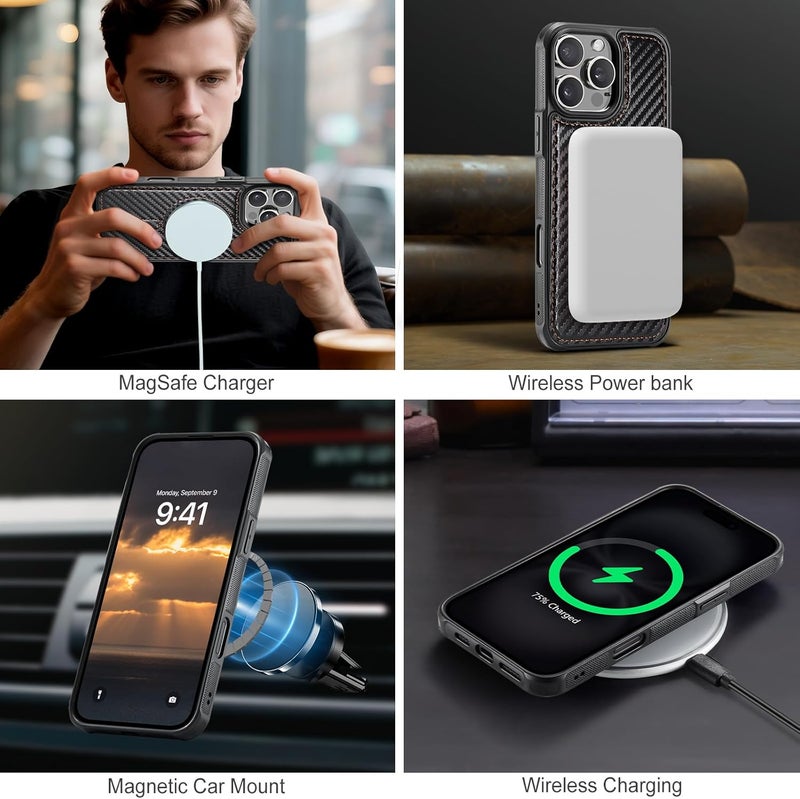 Usroom for iPhone 16 Pro Max Detachable Wallet Case with Card Holder, 2 in 1 RFID Blocking Credit Slots Kickstand Shockproof Phone Wallet for iPhone 16 Pro Max 6.9" Carbon Black - Image 3
